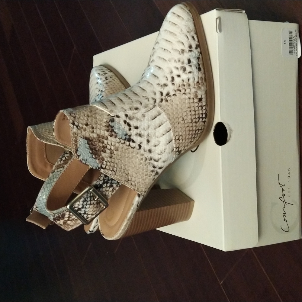 Sling back snake skin booties